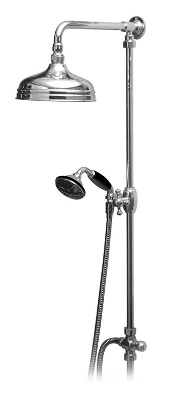 Vado Rigid Riser With 200mm (8'') Shower Head Hand Shower And Diverter Wall Mounted Chrome - WG 