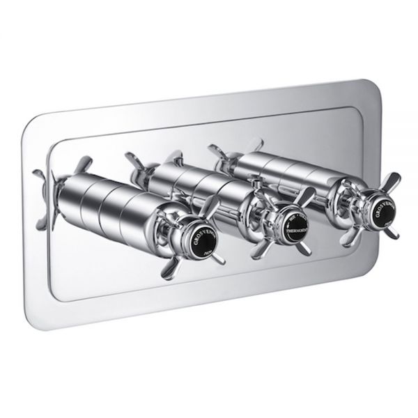 JTP Grosvenor Pinch Chrome Horizontal Two Outlet Thermostatic Shower