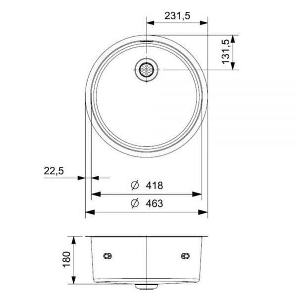 Reginox New York Round Single Bowl Stainless Steel Kitchen Sink X