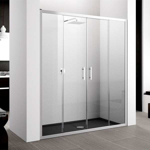 Novellini Zephyros 2a Double Sliding Doors And Fixed Inline Shower