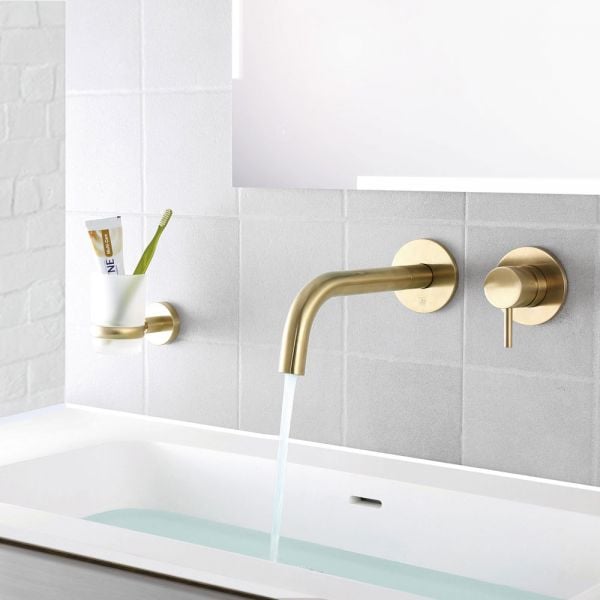 Jtp Vos Brushed Brass Wall Mounted Basin Mixer Spout 200mm 23273bbrmp 6150