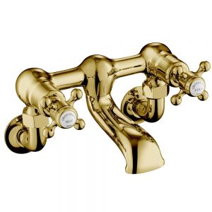 JTP Grosvenor Cross Antique Brass Wall Mounted Bath Filler Tap