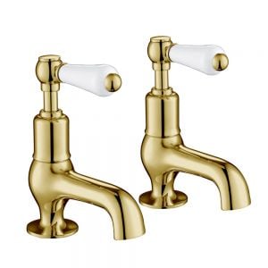 JTP Grosvenor Lever Antique Brass Basin Pillar Taps