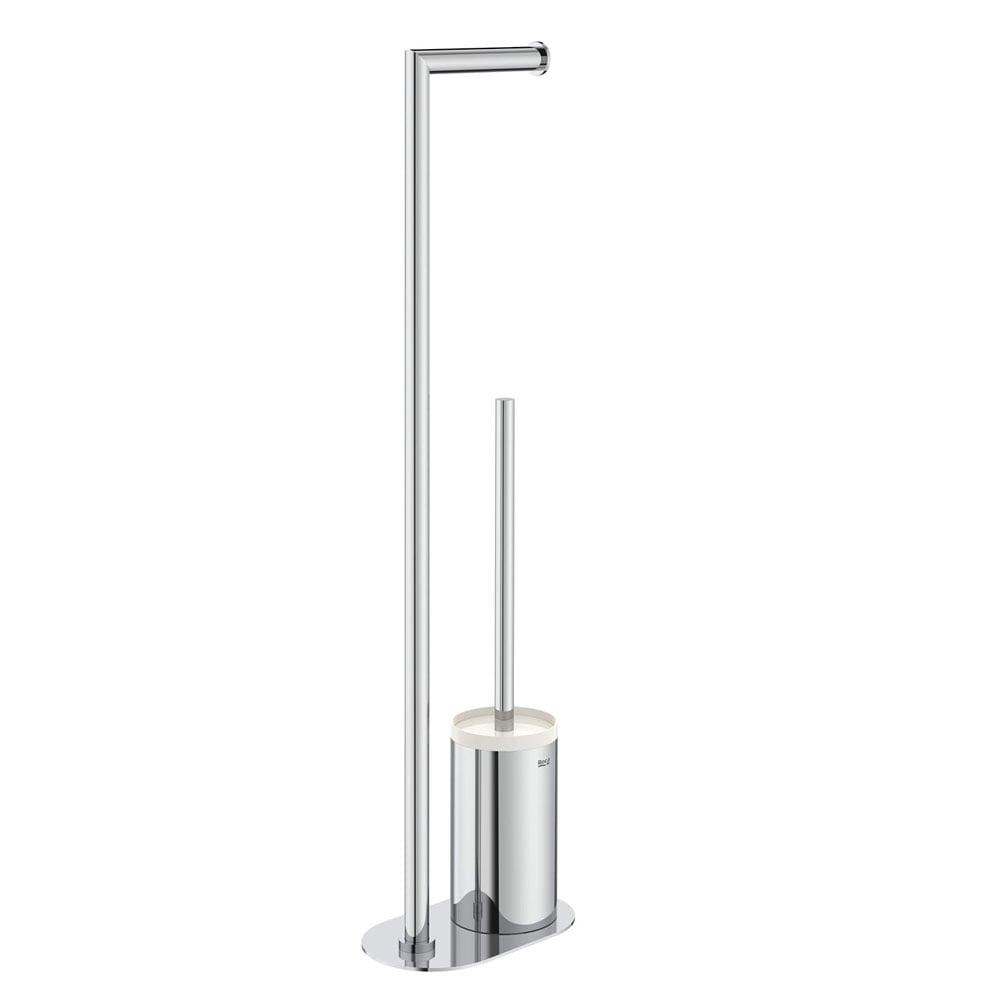 Chrome toilet brush and toilet roll shop holder