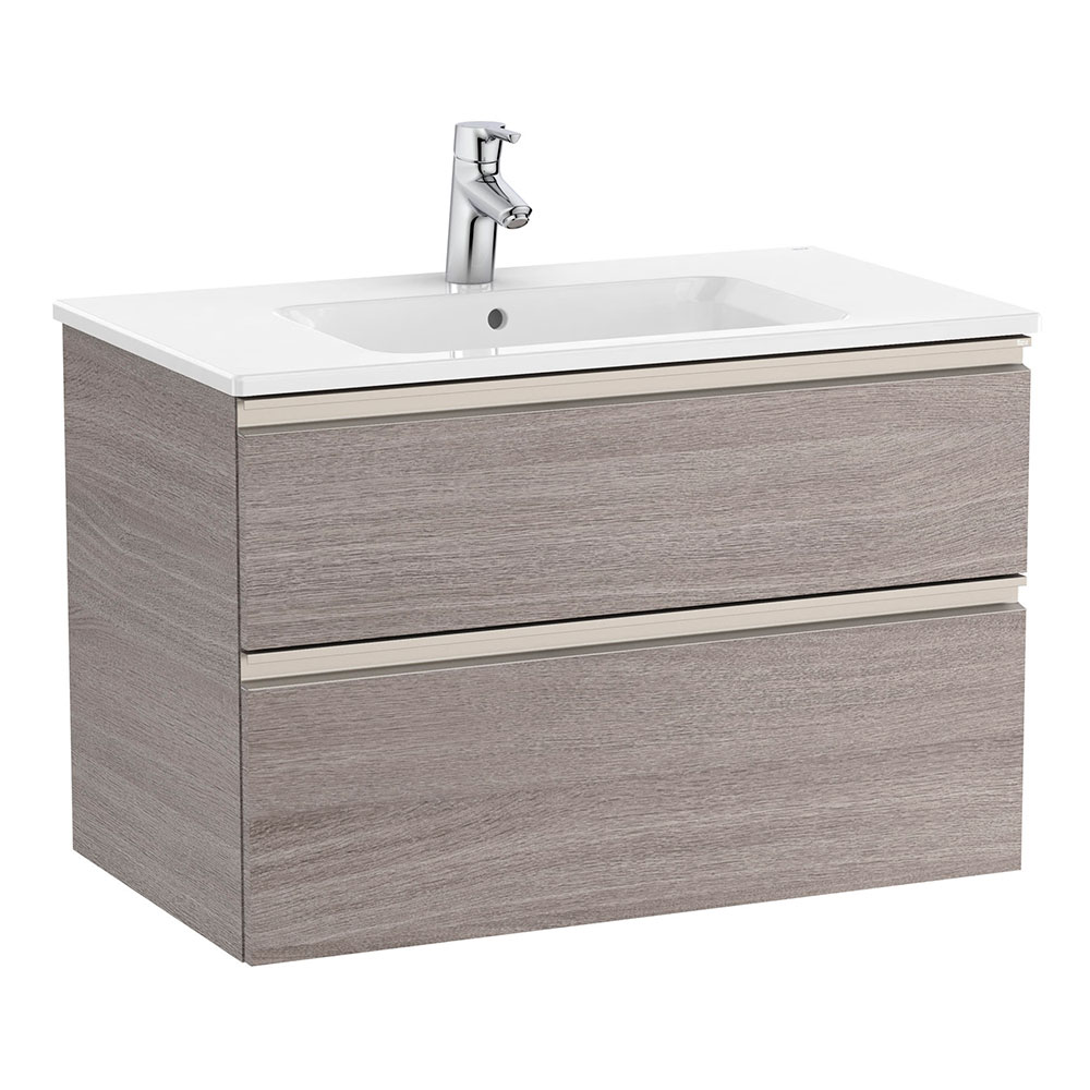 Roca The Gap Unik 800mm City Oak Wall Hung Vanity Unit And Basin