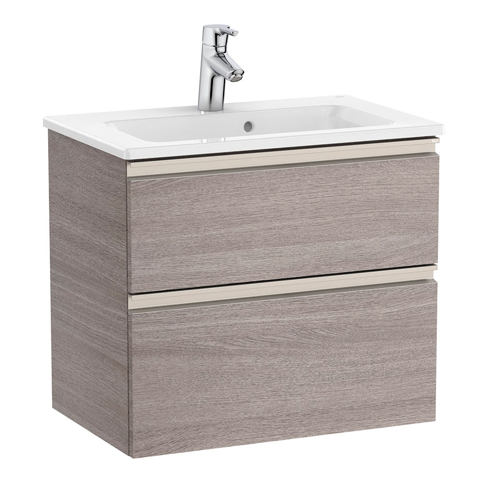 Roca The Gap Compact 600mm City Oak Wall Hung Vanity Unit And Basin