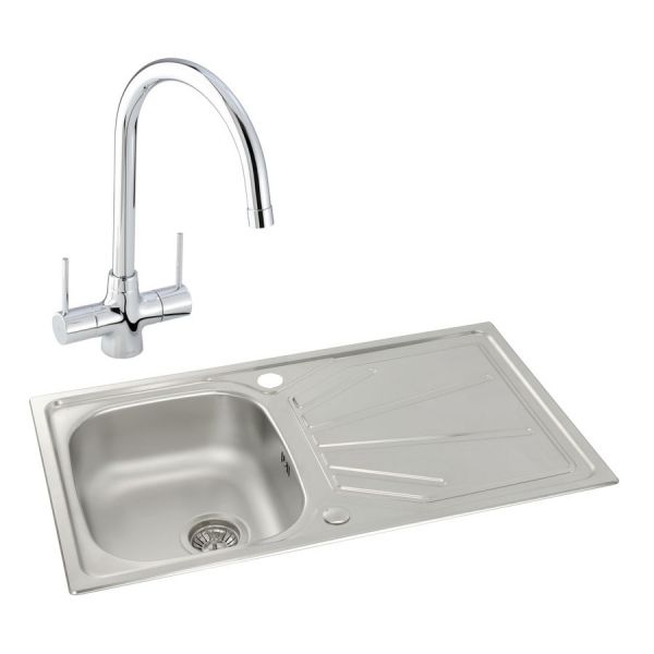 Abode Trydent Stainless Steel Inset Kitchen Sink with Nexa Mono Mixer Tap