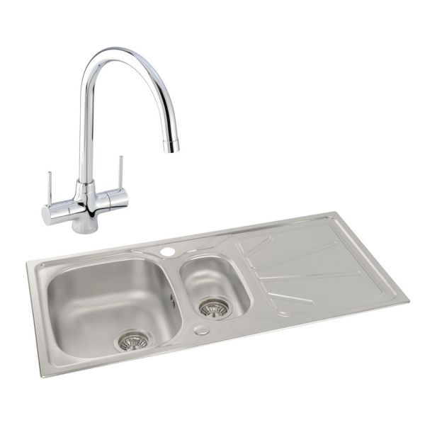 Abode Trydent Stainless Steel 1.5 Inset Kitchen Sink with Nexa Mono Mixer Tap