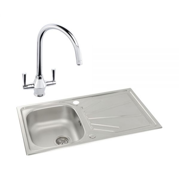 Abode Trydent Stainless Steel Inset Kitchen Sink with Astral Mono Mixer Tap