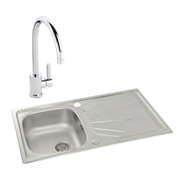 Abode Trydent Stainless Steel Inset Kitchen Sink with Atlas Mono Mixer Tap