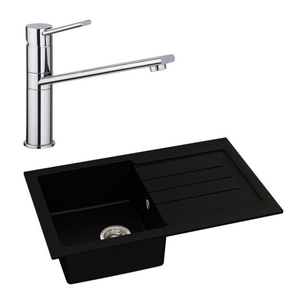 Abode Xcite Black Metallic Granite Inset Kitchen Sink with Specto Mono Mixer Tap