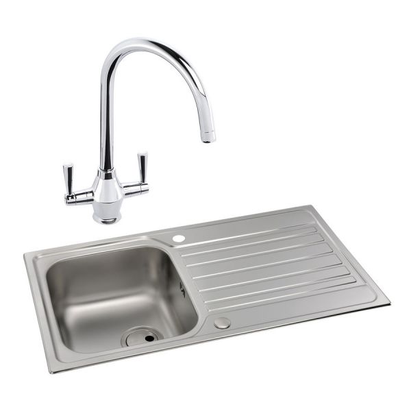 Abode Connekt Stainless Steel Inset Kitchen Sink with Astral Mono Mixer Tap