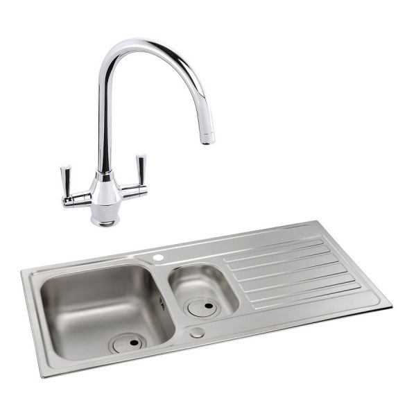 Abode Connekt Stainless Steel 1.5 Inset Kitchen Sink with Astral Mono Mixer Tap