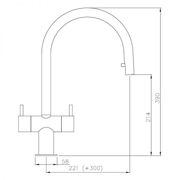 Abode Hesta Dual Lever Brushed Nickel Kitchen Mixer Tap with Pull Out ...