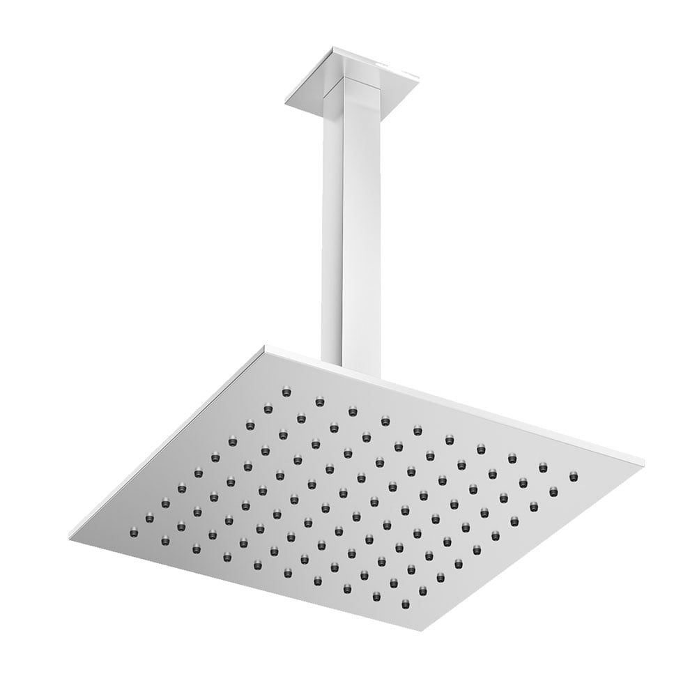 Abacus Chrome 250mm Square Shower Head with Ceiling Mounted Shower Arm ...