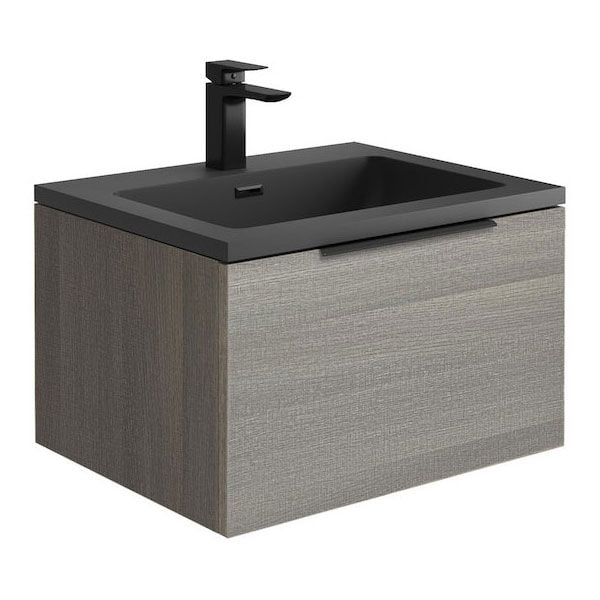 Apex Ambience Grey Oak 600 Wall Hung Vanity Unit