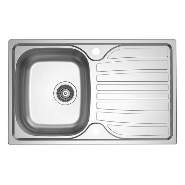 Clearwater Verdi 1 Bowl Inset Stainless Steel Kitchen Sink with Drainer 800 x 500