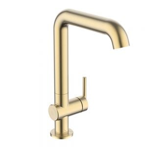 Crosswater 3ONE6 Lever Brushed Brass Effect Tall Basin Mixer Tap with Side Lever