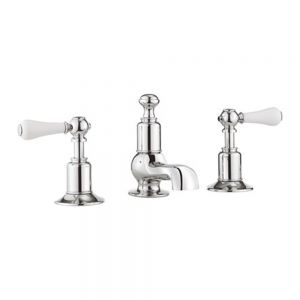 Crosswater Belgravia Lever Chrome Deck Mounted 3 Hole Basin Mixer Tap with Pop Up Waste