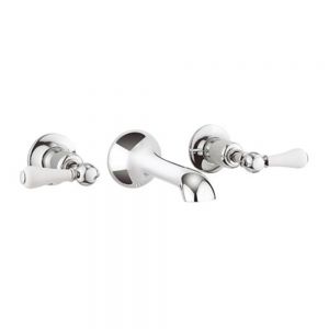 Crosswater Belgravia Lever Chrome Wall Mounted 3 Hole Wall Mounted Basin Mixer Tap
