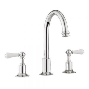 Crosswater Belgravia Lever Chrome Deck Mounted 3 Hole Basin Mixer Tap with Swan Spout