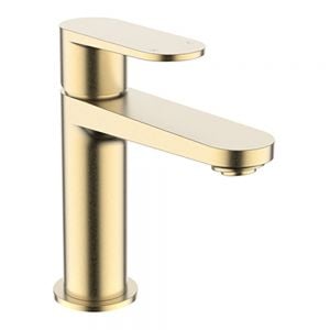 Crosswater Drift Brushed Brass Mono Basin Mixer Tap with Click Clack Waste