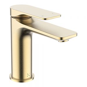 Crosswater Fuse Brushed Brass Mono Basin Mixer Tap with Click Clack Waste