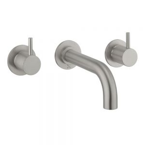 Crosswater MPRO Brushed Stainless Steel Effect Wall Mounted 3 Hole Wall Mounted Bath Filler Tap