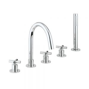 Crosswater MPRO Chrome Deck Mounted 5 Hole Bath Shower Mixer Tap with Crosshead Handles
