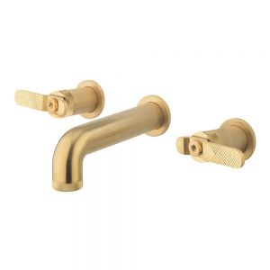 Crosswater Union Lever Brass Wall Mounted 3 Hole Wall Mounted Basin Mixer Tap