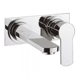 Crosswater Wisp Chrome Wall Mounted Basin Mixer Tap with Back Plate