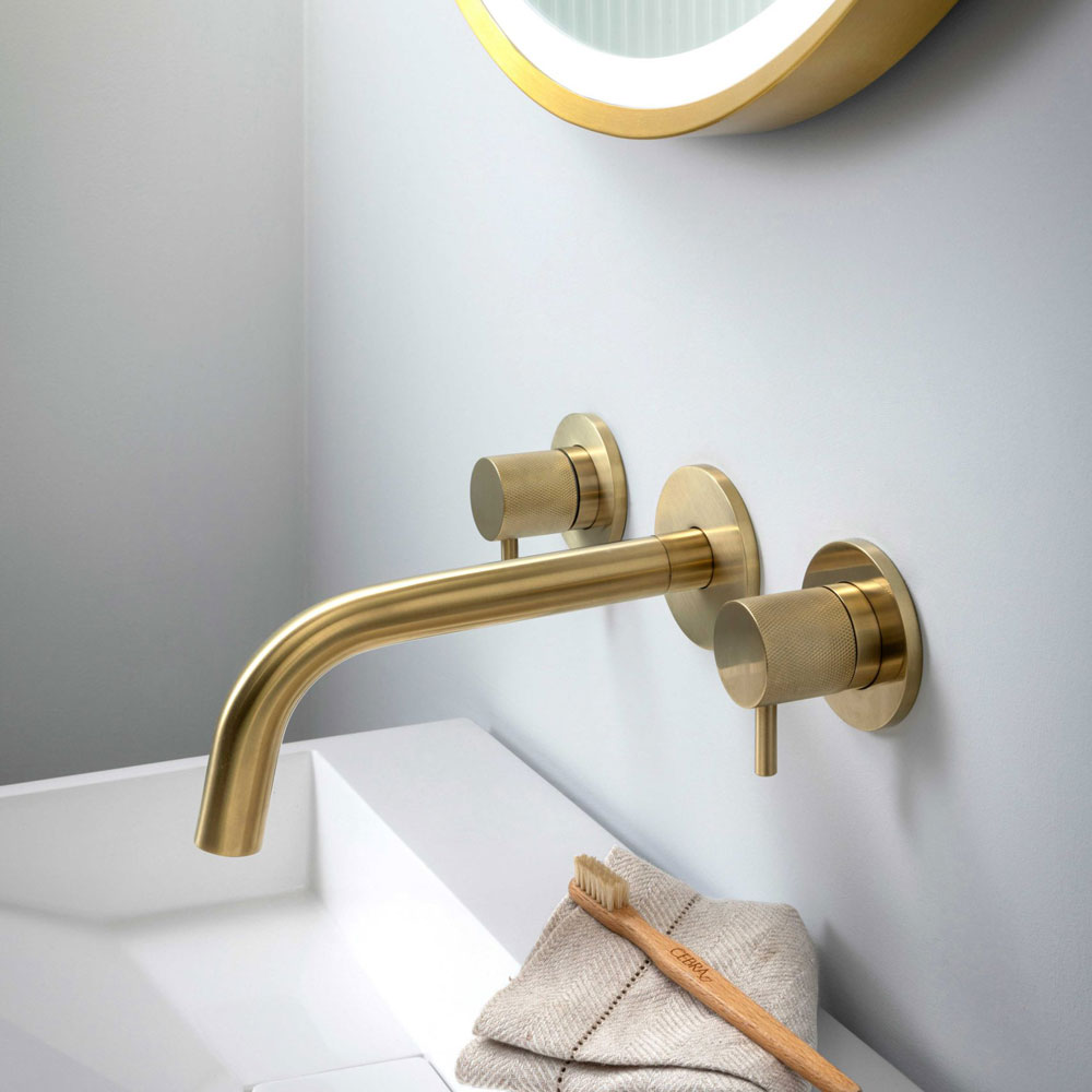 JTP VOS Brushed Brass Wall Mounted Valves with Designer Handle - DH23089BBR