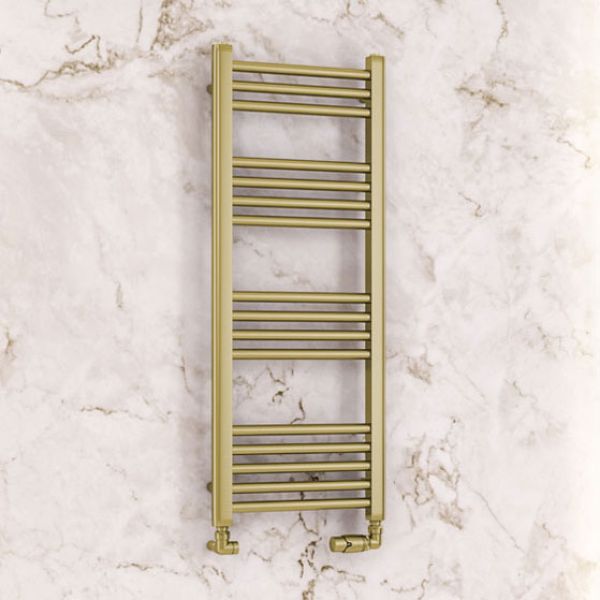 Colore Brushed Brass 1000mm x 400mm Straight Electric Heated Towel