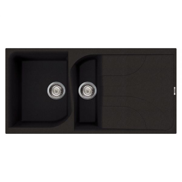 Reginox Ego 475 Black 1.5 Bowl Inset Granite Kitchen Sink 1000 x 500mm