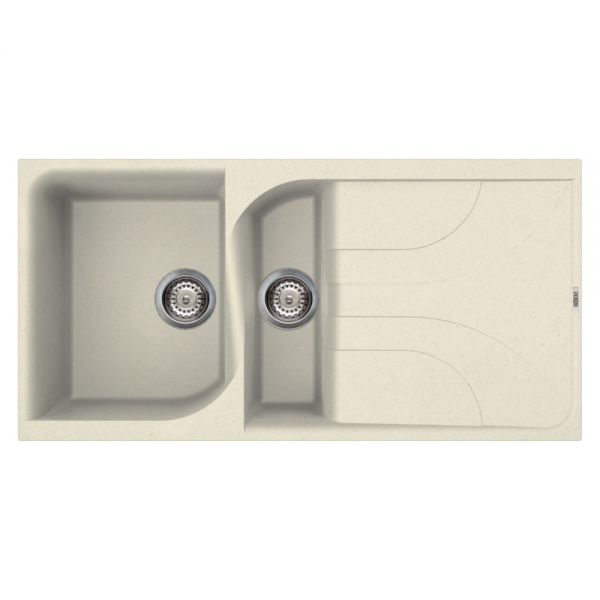 Reginox Ego 475 Cream 1.5 Bowl Inset Granite Kitchen Sink 1000 x 500mm