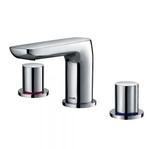 Flova Allore Chrome 3 Hole Basin Mixer Tap with Clicker Waste