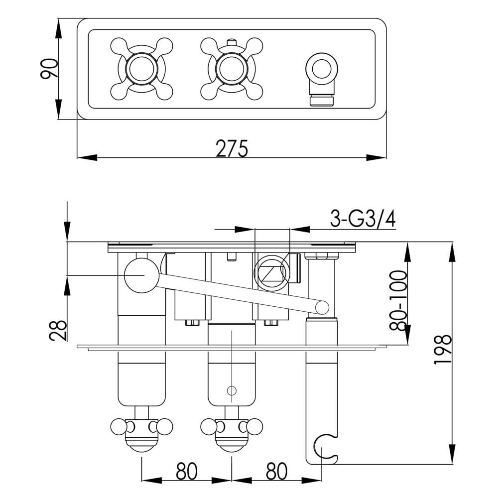 JTP Grosvenor Cross Chrome Two Outlet Thermostatic Shower Valve With