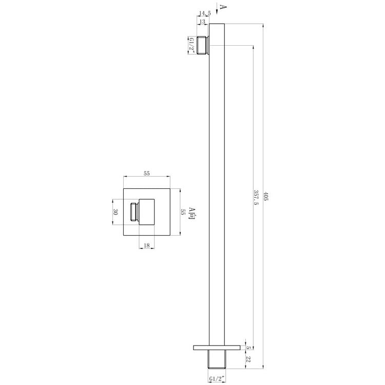 Moods Chrome Square Wall Mounted Shower Arm Mood105872