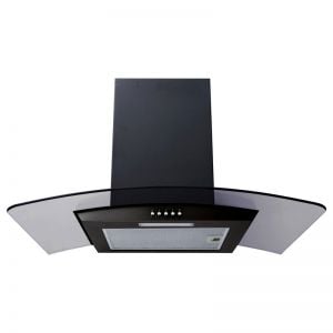 Prima 60cm Black Curved Glass Kitchen Hood