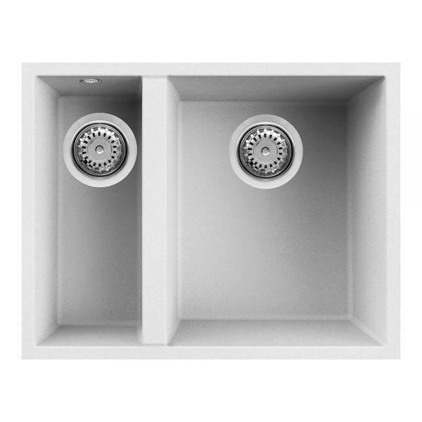Reginox Quadra  White Granitek Integrated 1.5 Bowl Granite Kitchen Sink 560 x 440mm