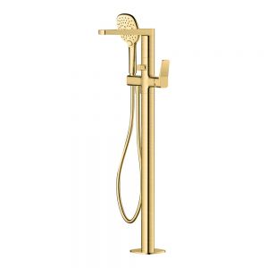 Rak Petit Square Brushed Gold Floor Standing Bath Shower Mixer Tap