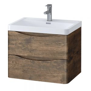 Synergy Kiev 600mm Dark Wood Wall Mounted Basin Unit