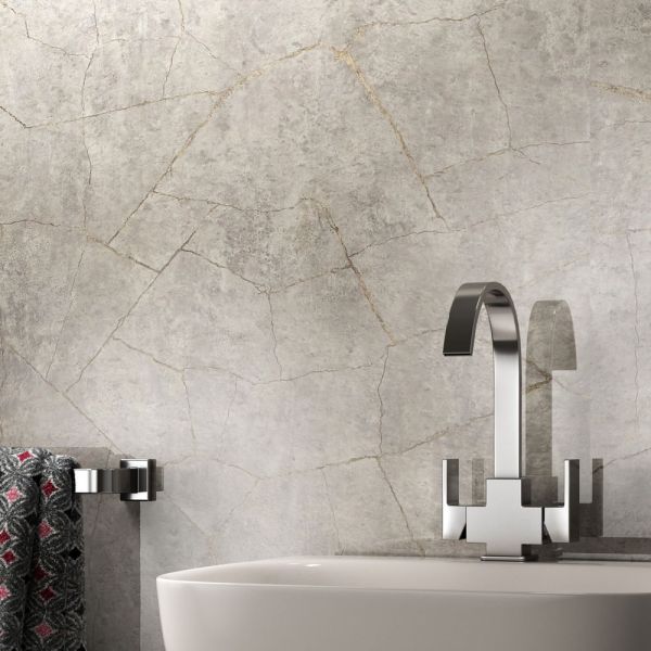 Showerwall Small Recess Silver Slate Gloss Waterproof Shower Panel Pack 1200 x 1200 #3