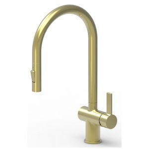 Hartland Mayhill Brushed Brass Single Lever Pull Out Kitchen Mixer Tap