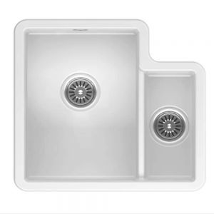 Reginox Tuscany White 1.5 Bowl Undermount Ceramic Kitchen Sink 545 x 440mm