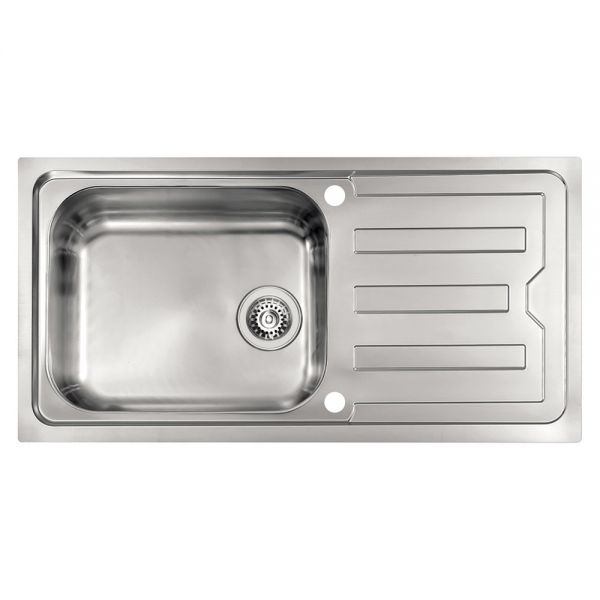 Clearwater Viva 1 Large Bowl Inset Stainless Steel Kitchen Sink with Drainer 1010 x 510