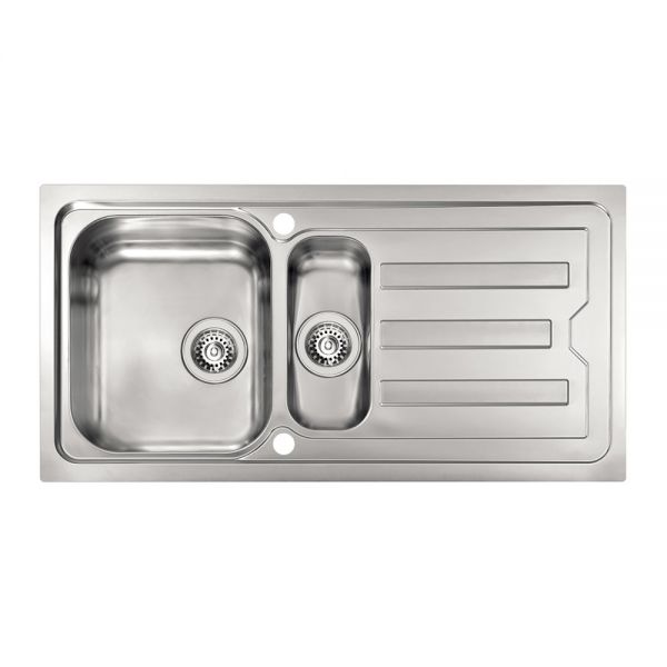 Clearwater Viva 1.5 Bowl Inset Stainless Steel Kitchen Sink with Drainer 1010 x 510