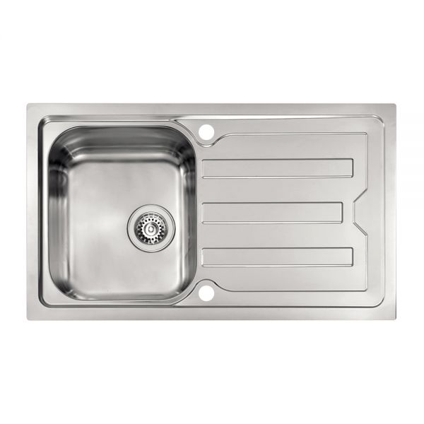 Clearwater Viva 1 Bowl Inset Stainless Steel Kitchen Sink with Drainer 870 x 510
