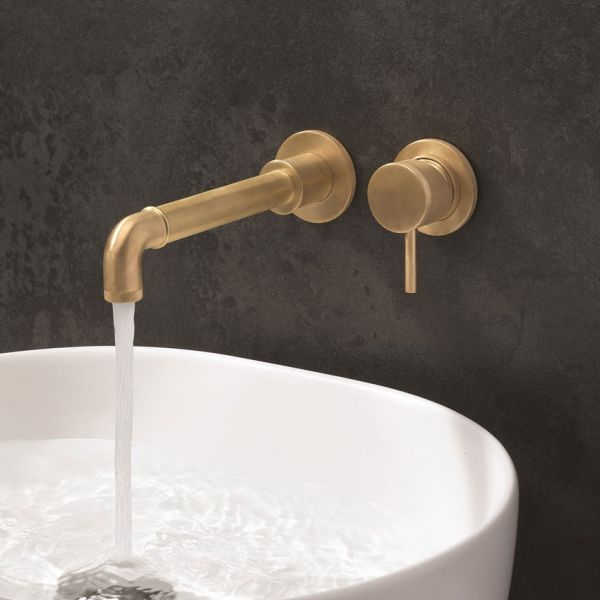 Crosswater MPRO Industrial Unlacquered Brushed Brass 2 Hole Wall ...
