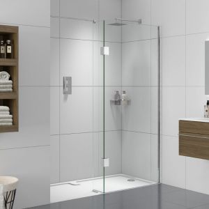 Aqata Design Solutions Matt Black DS420 1600 x 800 Walk In Recess Wetroom Shower Enclosure